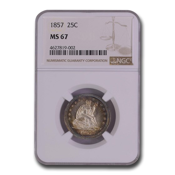 1857 Liberty Seated Quarter MS-67 NGC 1857 Liberty Seated Quarter MS-67 NGC